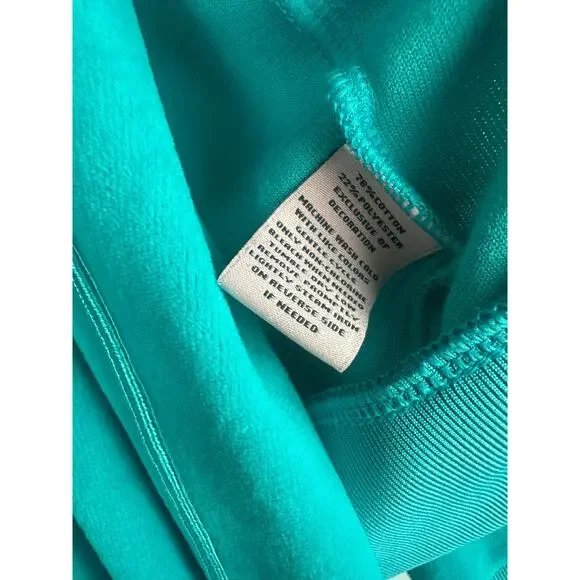 Juicy Couture Y2K Terry Velour Track Jacket Pants Teal Rhinestone J Jogger Set L - Picture 9 of 16